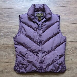 Vintage Eddie Bauer Goose Down Filled Warm Puffer Vest - Purple Quilted - Medium
